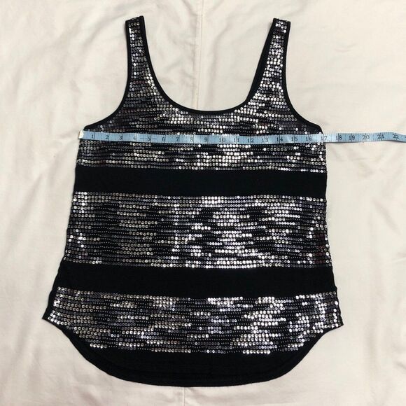 Express Sleeveless Top Size Small Black With Silver Sequins and Beads - Picture 9 of 10